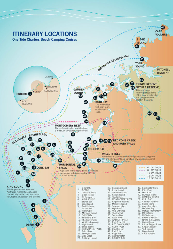 Kimberley Cruise Map - One Tide Charters